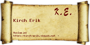 Kirch Erik névjegykártya